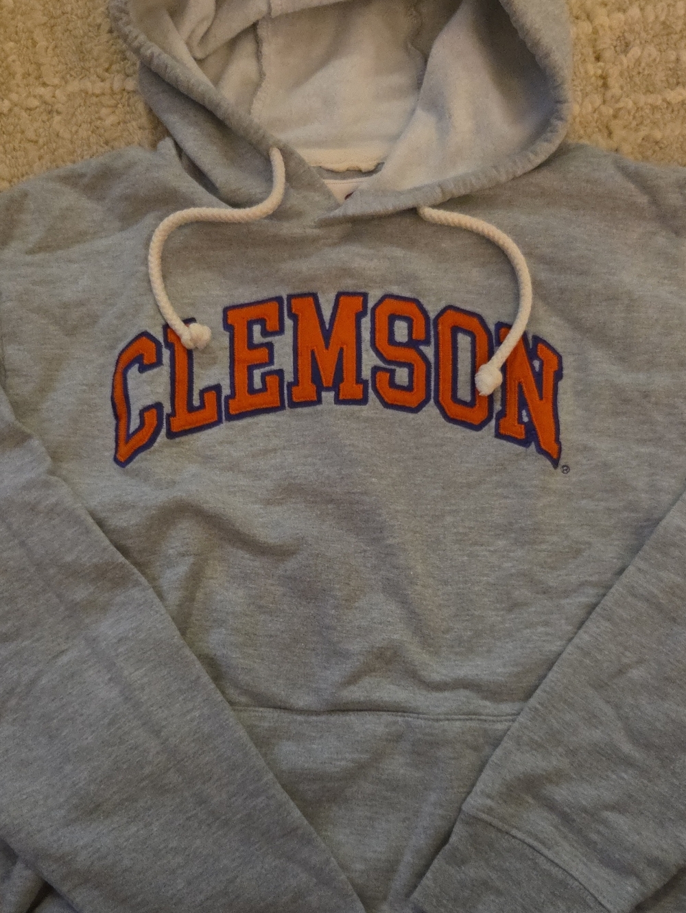 League Grey Hoodie with Orange and Purple 'CLEMSON' Lettering